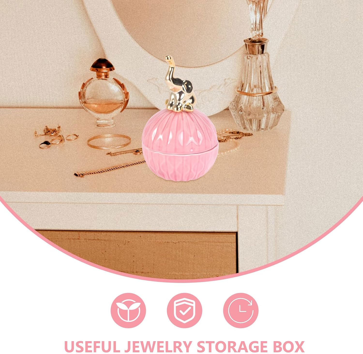 Toyvian Creative Jewelry Storage Box, Ceramic Electroplated Candy Jar image 3