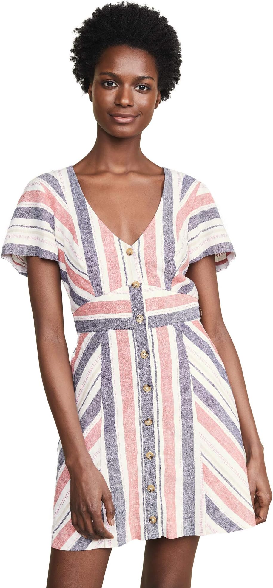Parker womens Kacey V-Neck Linen Shift Dress Dress