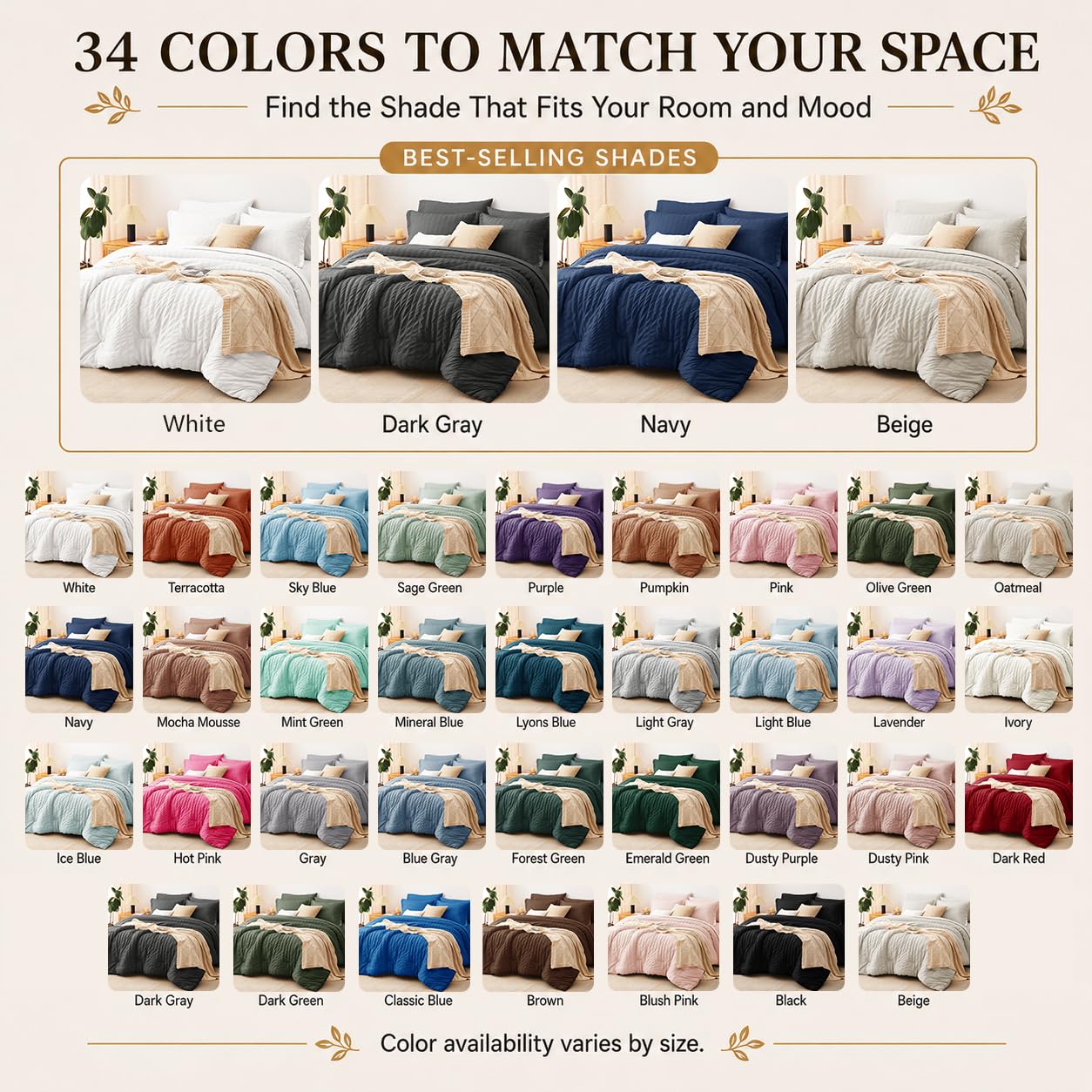 CozyLux Queen Comforter Set - 7 Pieces White Seersucker -9