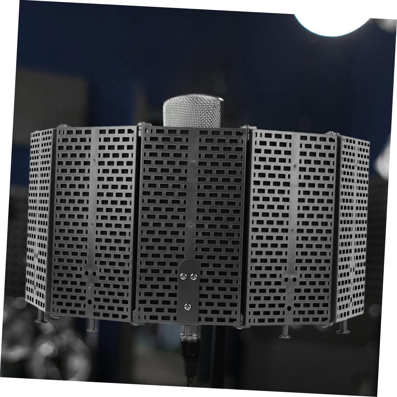 Mikikit Escudo Tornillos 3/8 a 5/8 de Aislamiento para Micrófono Plegable Resistente al Desgaste de Espuma y Abs para Estudio de Grabación para Uso Portátil Escritorio