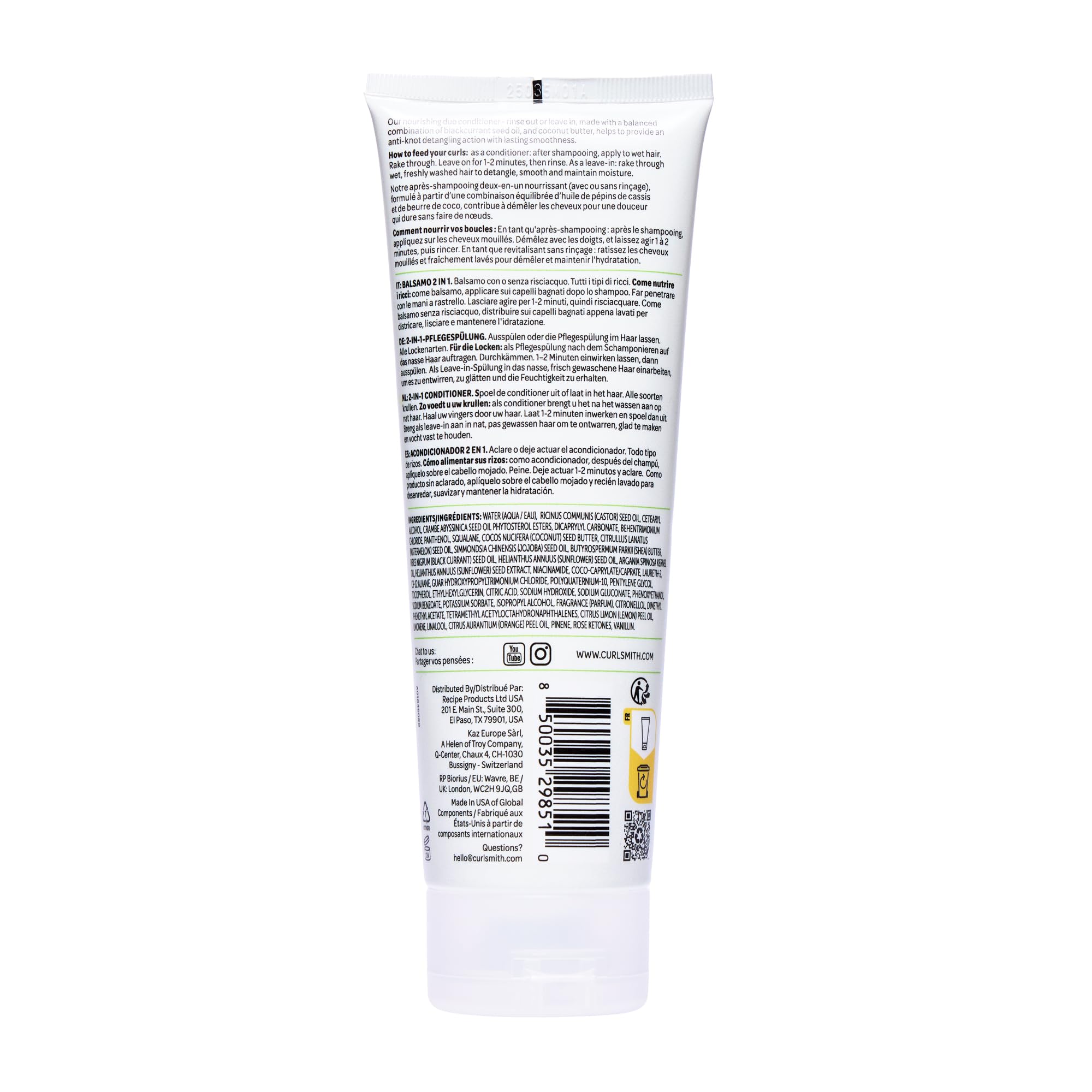 CURLSMITH Frizz Control Duo Conditioner - Moisturizing Anti-Frizz Condtioner and Nourishing Leave-In for Frizz Control, For All Curl Types, Vegan & Cruelty Free