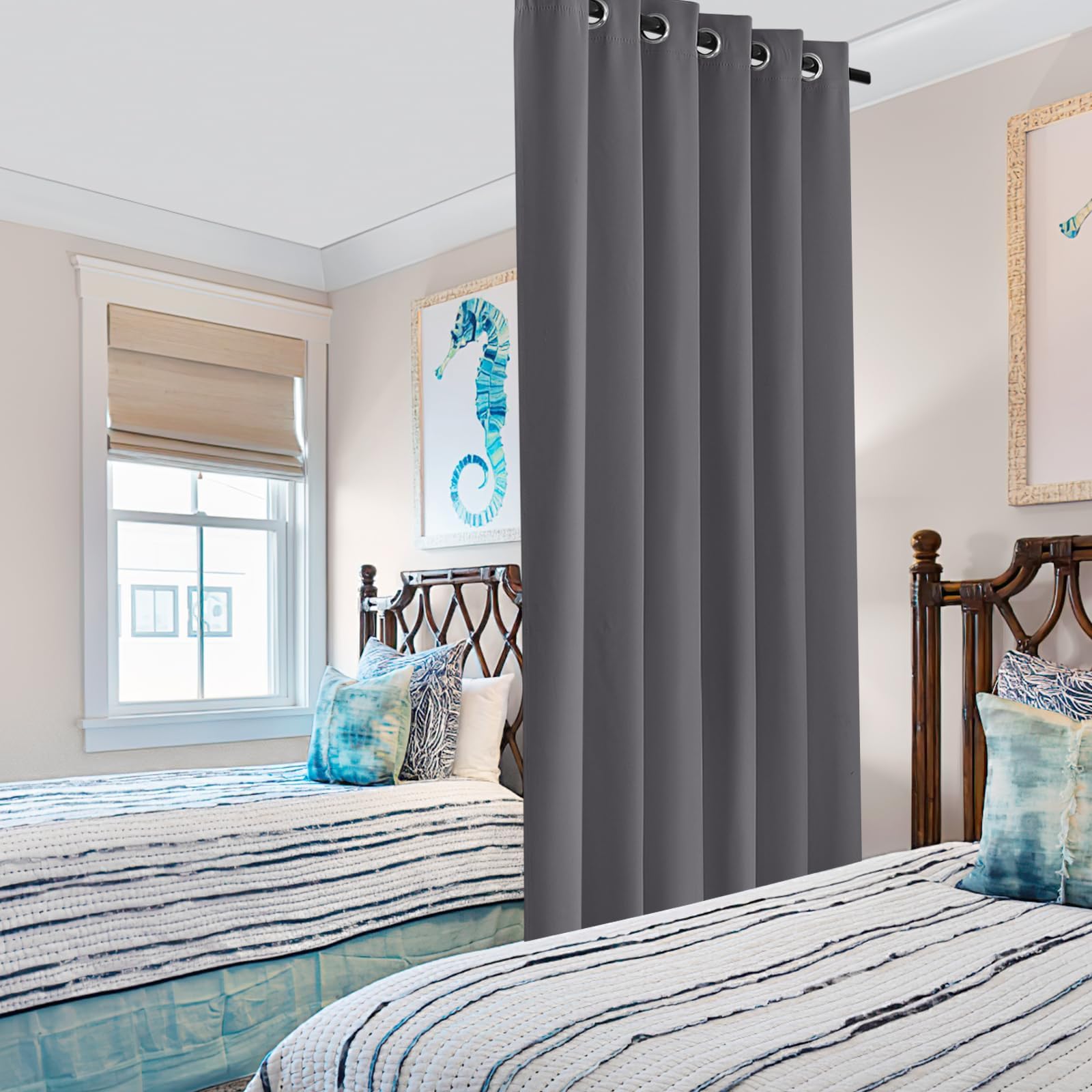 PONY DANCE Tende Oscuranti con Anelli per Interni Camera da Letto Termiche Isolanti Pannelli Divisori per Soggiorno Curtains 1 Pezzo L 200 x A 260 cm, Grigio
