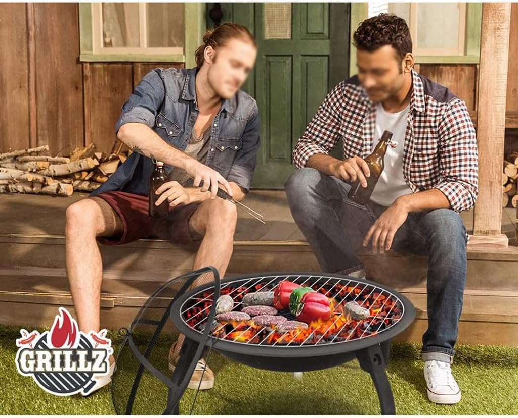 Camping Grill Fire Pit Grill, Foldable Legs Barbecue Grill, Barbecue Oven for Outdoor Courtyard Picnic Camping Tailgating Outdoor Grill