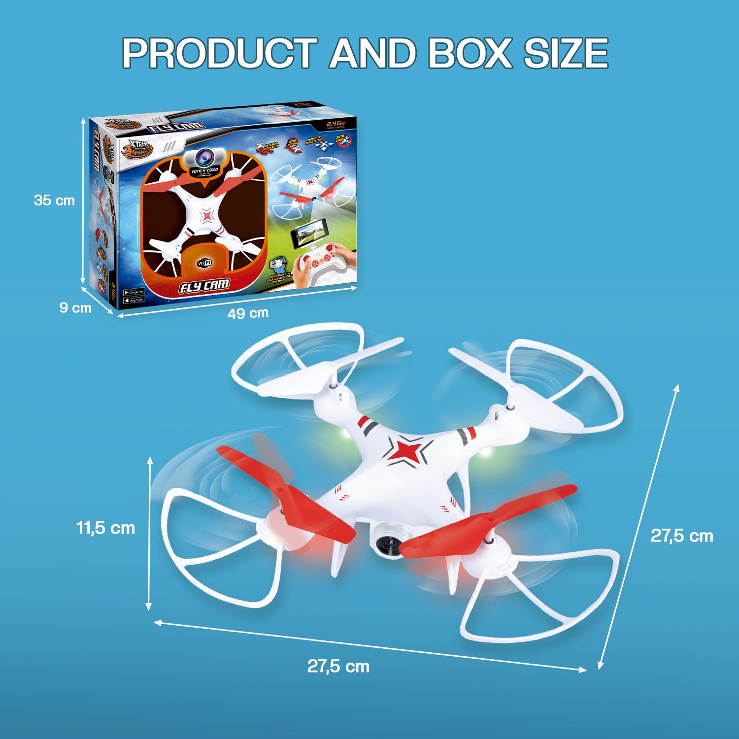 Flycam | Dron dla dzieci | Dron z kamerą dziecięcą i wideo | 3-biegowe drony sterowane radiowo, autolooping, automatyczny obrót | Kompatybilny z okularami wirtualnej rzeczywistości