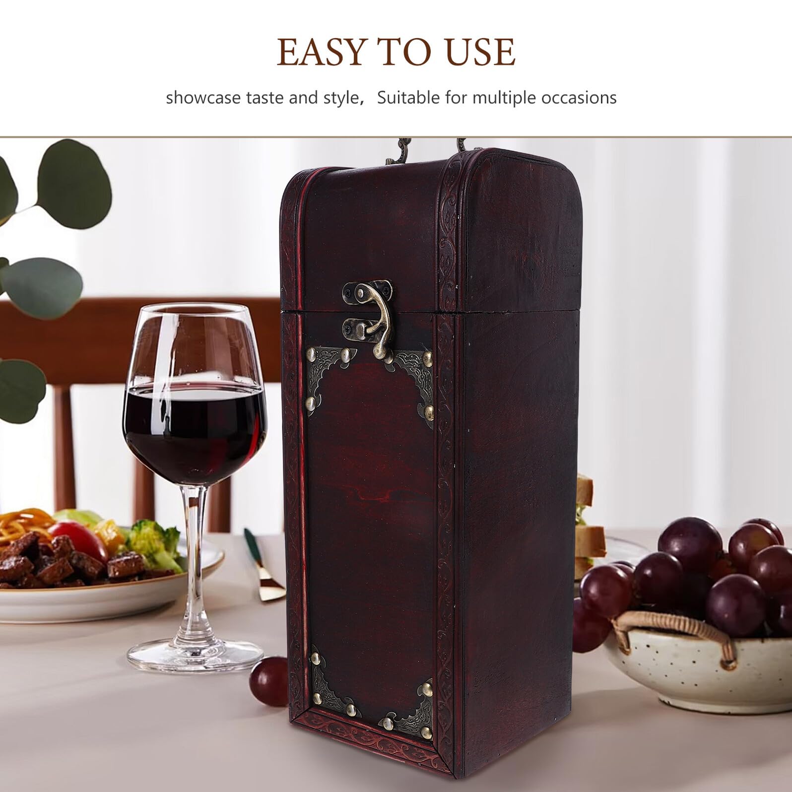 Scatola Decorativa in Legno per Vino Scatola di Conservazione per Bottiglie di Vino Portabottiglie Singolo in Legno Retrò per Feste e Regali