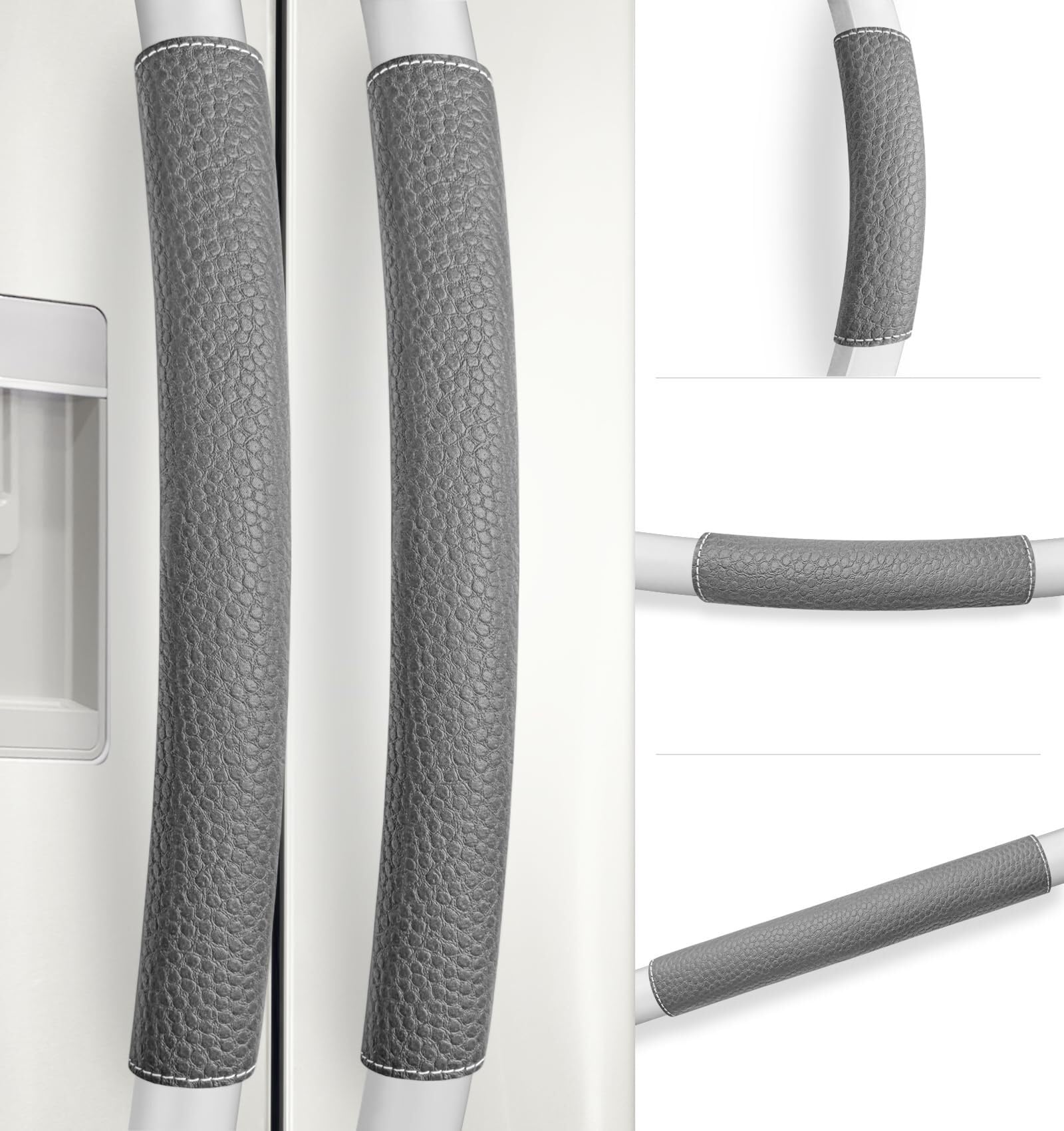 Refrigerator Handle Covers, 5 PCS, Adjustable Appliance Handle Covers, Keep Your Kitchen Clean, Microwave Oven Stove Dishwasher Handle Protector, Non Slip Fridge Handle Cover (Charcoal Black)