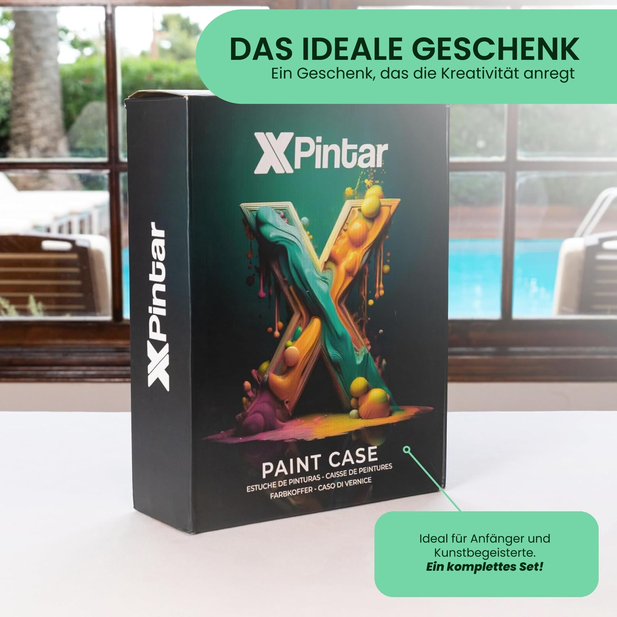 Acryl-Malset, 34-teilig, Staffelei, Holzkoffer, tragbar, 24 Tuben, 12 ml, lebendige Farben, Leinwand, 24 x 30 cm, 6 Pinsel, Spachtel, Palette, komplettes Set, Erwachsene, Kinder, Anfänger