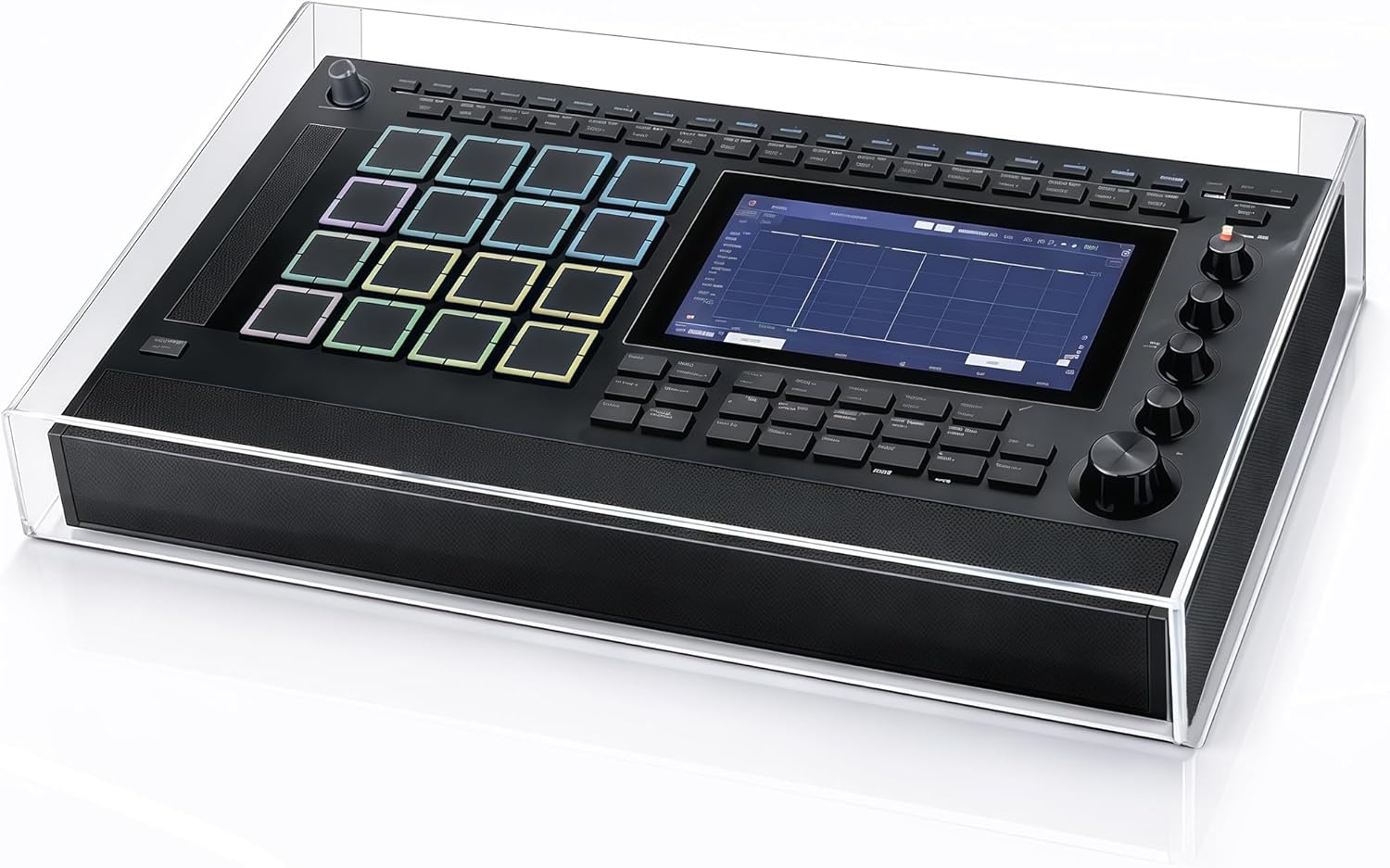 Musiin Audio Workstation Acrylic Protective Cover Compatible with MPC Live 3, Transparent Material, Reserved Wire Groove, Waterproof and Dustproof, Suitable for Home Studio Desktop Protection