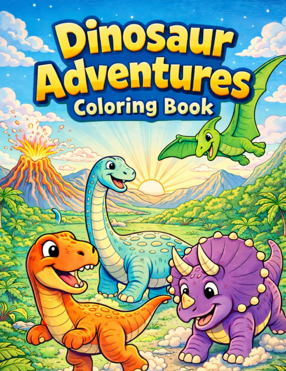 Dinosaur Adventures Coloring Book: A Prehistoric Journey of Fun and Adventure for Kids Ages 4-8