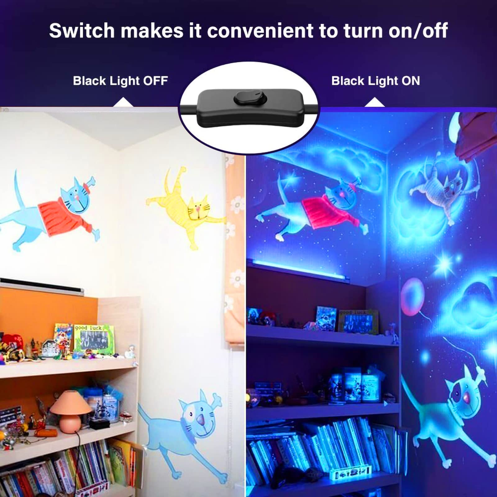 LED Schwarzlicht Strahler, 2 Stück 60W Schwarzlichtlampe IP66 Wasserdicht LED UV Strahler mit Stecker 395-400nm UV Flutlicht Partylicht für Halloween Aquarium Bühnen Party Neonfarben Effekte