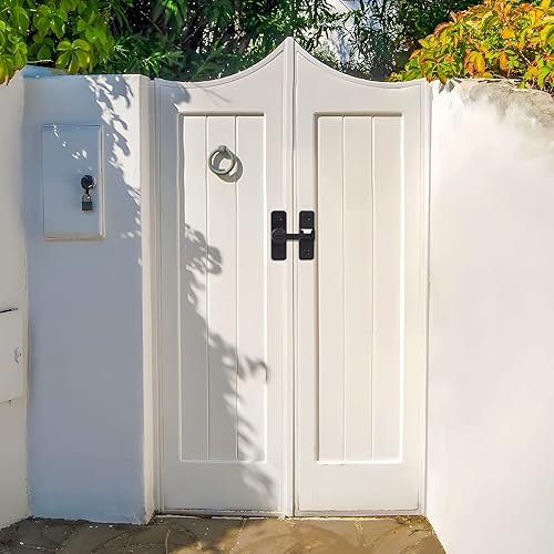 Miniatura 3 de Paquete de 2 herrajes para cerradura de puerta de granero, cierres de puerta abatibles gruesos de 180 grados, cerraduras deslizantes para puerta de