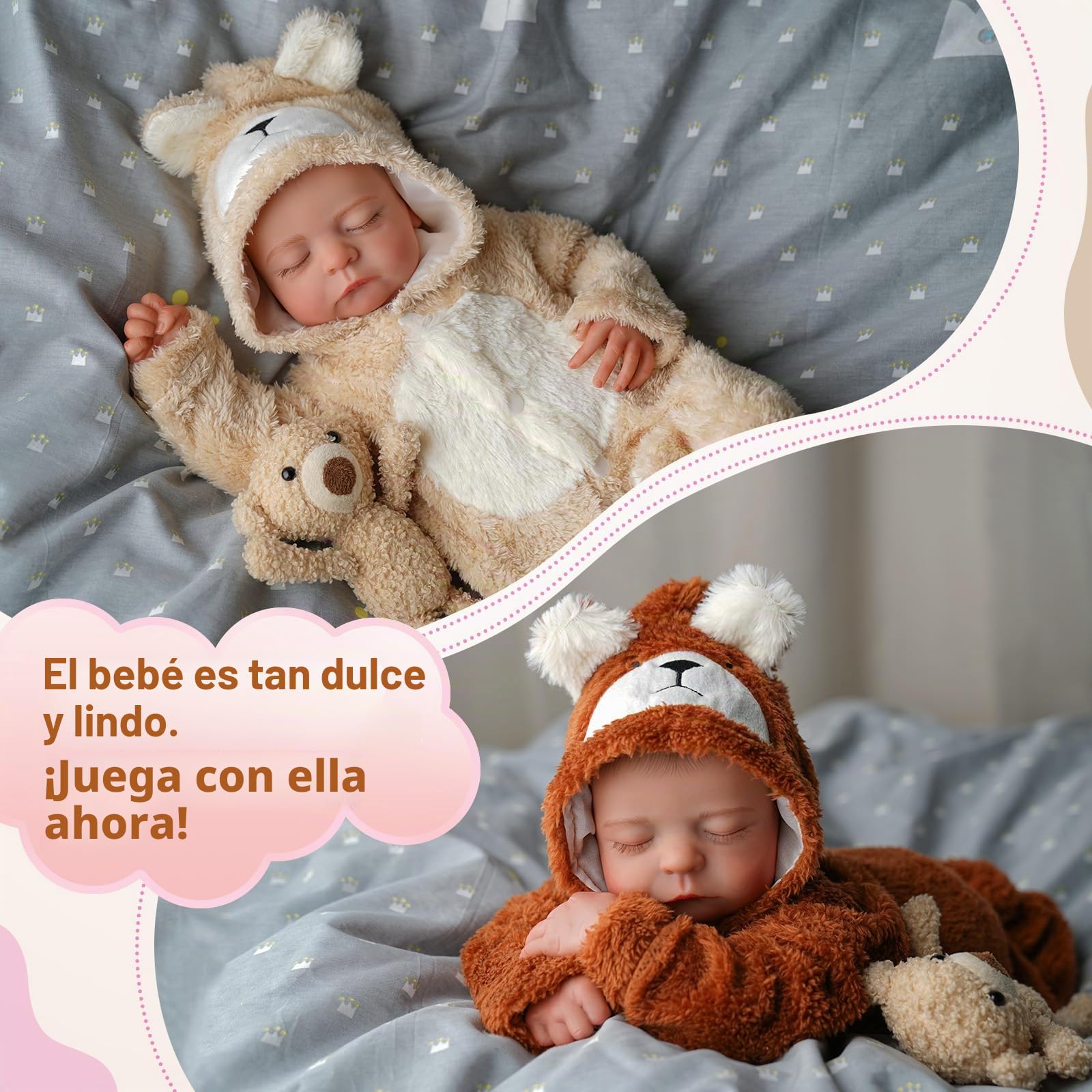 BABESIDE Muñecas Realistas de Bebé Renacido Gemelos Niño 20 Pulgadas Bebés Recién Nacido con Cuerpo de Tela Suave Vida Real Baby Doll