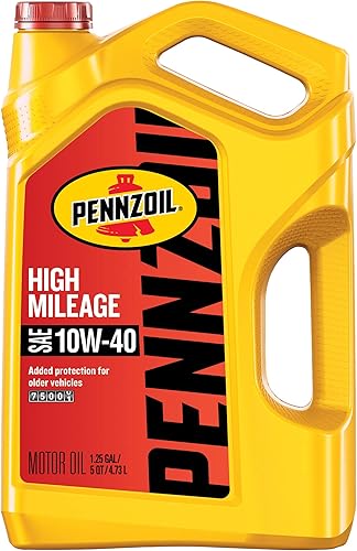Pennzoil High Mileage 10W-40 - Aceite de motor convencional para vehículos con más de 75,000 millas (5 cuartos de galón, paquete individual)
