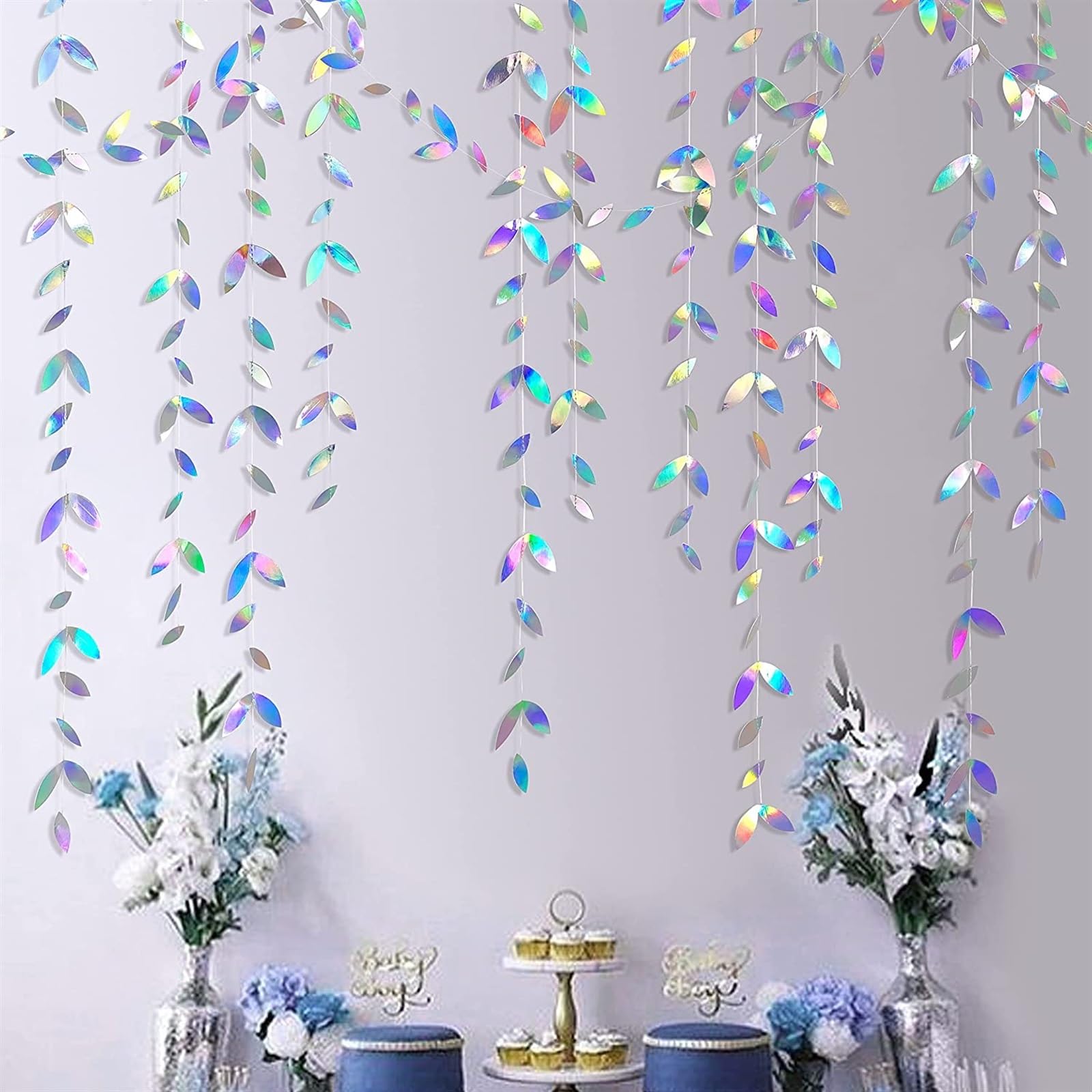 Guirlande Flocons De Neige Irisés 19.8m - Décoration Holographique Scintillante - Pour Noël, Anniversaire, Mariage - 2
