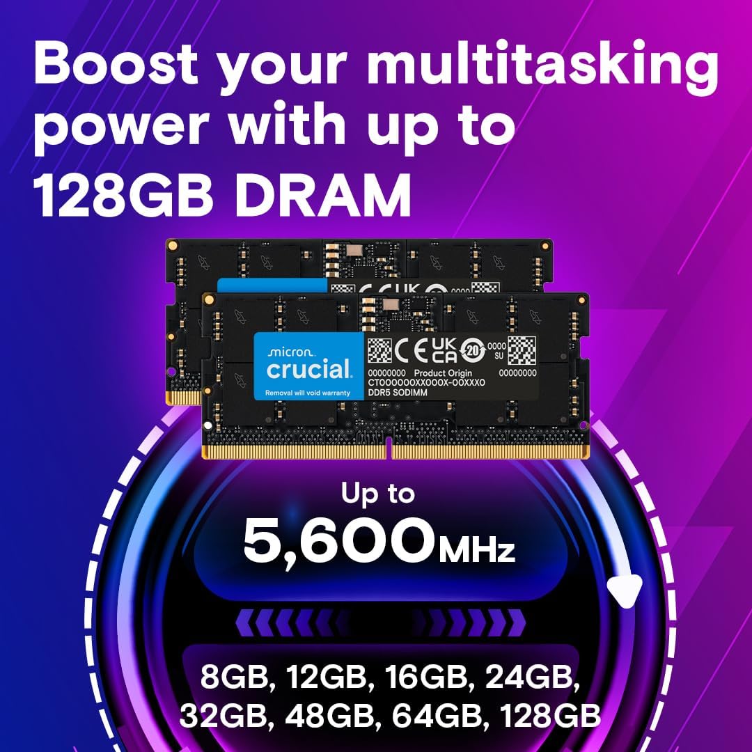 Crucial DDR5 RAM 8GB 4800MHz SODIMM, Laptop Computer Memory, Mini PC, CL40 - CT8G48C40S5 — view 2