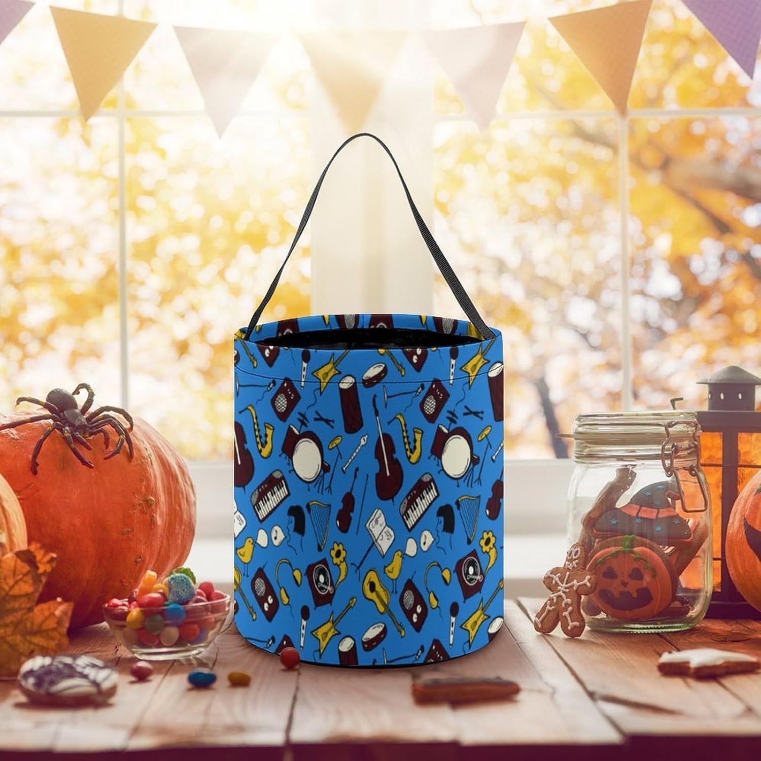 Funny Drumms Drummer Halloween Treat Bag Reusable Candy Basket Tote Goody Bags Gift Party