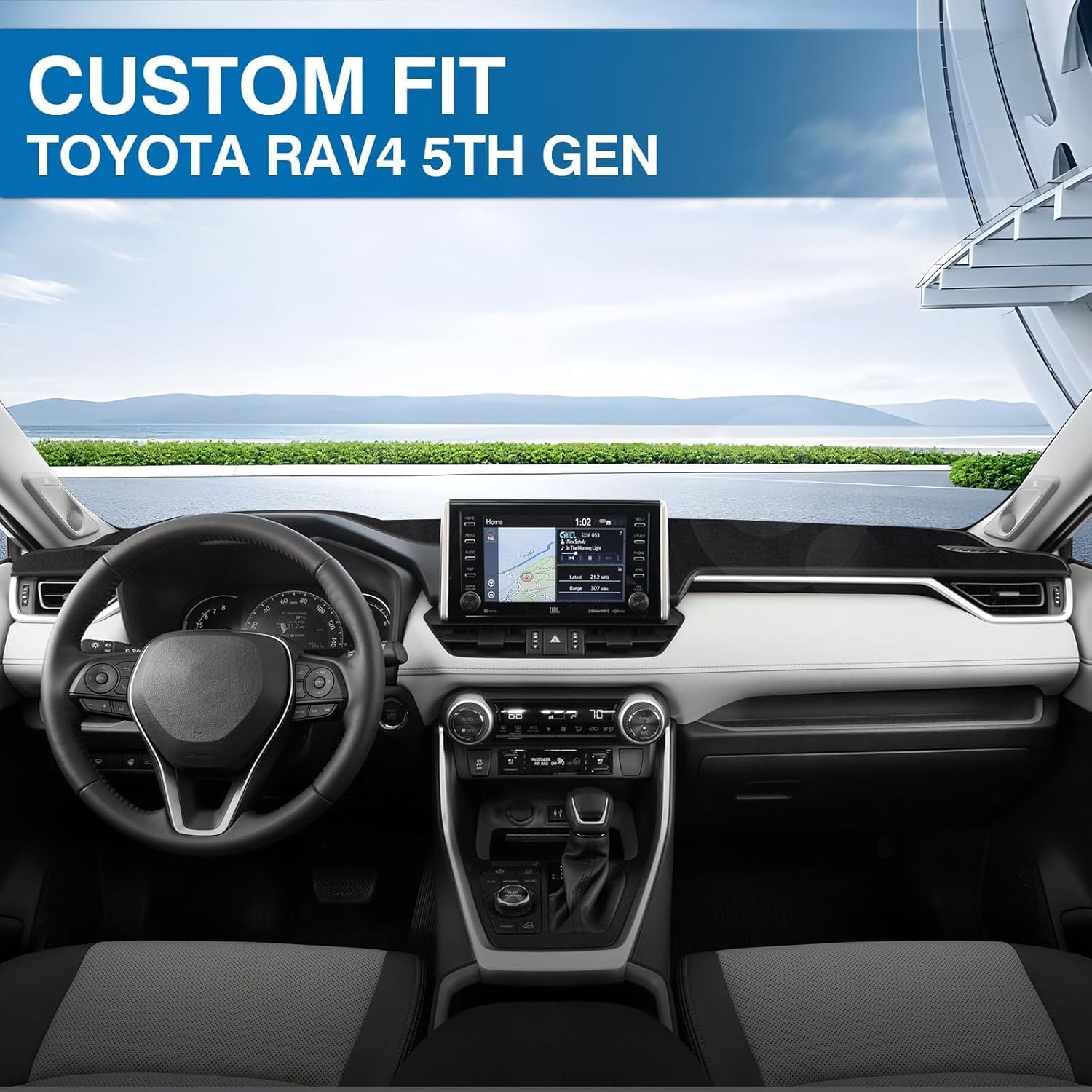 KUST Black Dash Cover Mat for Toyota RAV4 2019-2025 Left Hand Driving Non-Slip Dashboard Cover Interior for RAV4 Accessories Custom Fit Dash Mat Sunshade Windshield Glare