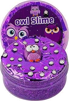 Owl Purple Gold Foil Slime, Good Stretchy & Non-Sticky Premade Slime, Slime Party Favors for Kids, Slime Sensory Toys for Birthday Easter Hallowmas Christmas Girls Gifts & Boys Gifts