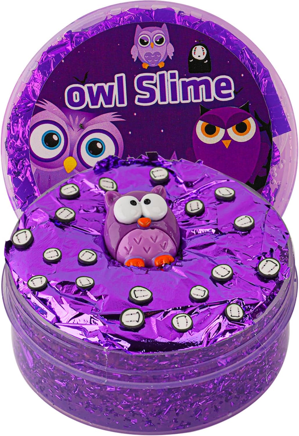 Owl Purple Gold Foil Slime, Good Stretchy & Non-Sticky Premade Slime, Slime Party Favors for Kids, Slime Sensory Toys for Birthday Easter Hallowmas Christmas Girls Gifts & Boys Gifts