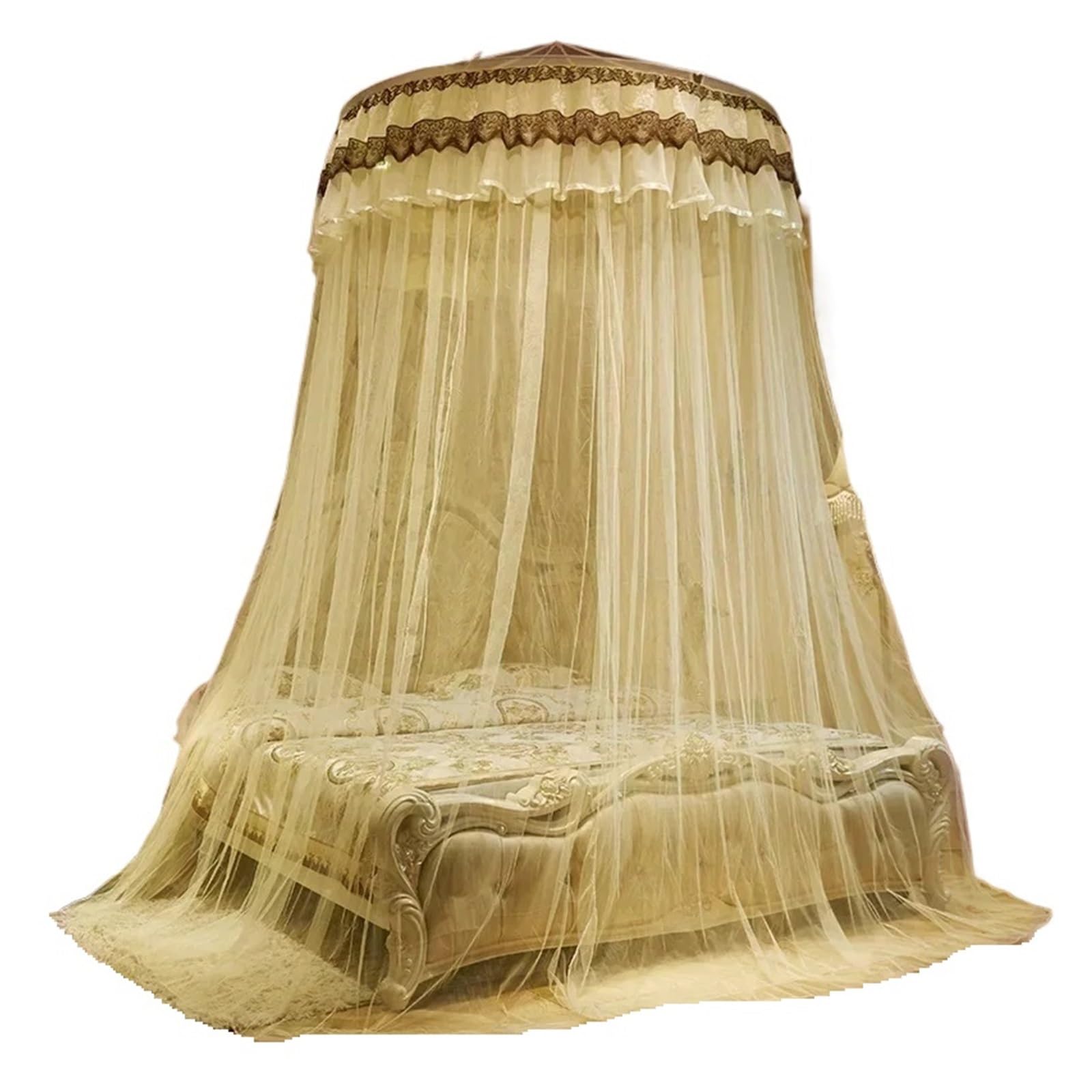 Baldacchino e Zanzariera da Letto Tenda a cupola rotonda romantica con zanzariera a da palazzo 1-2 m(Color 14,1.8m (6 feet) bed)