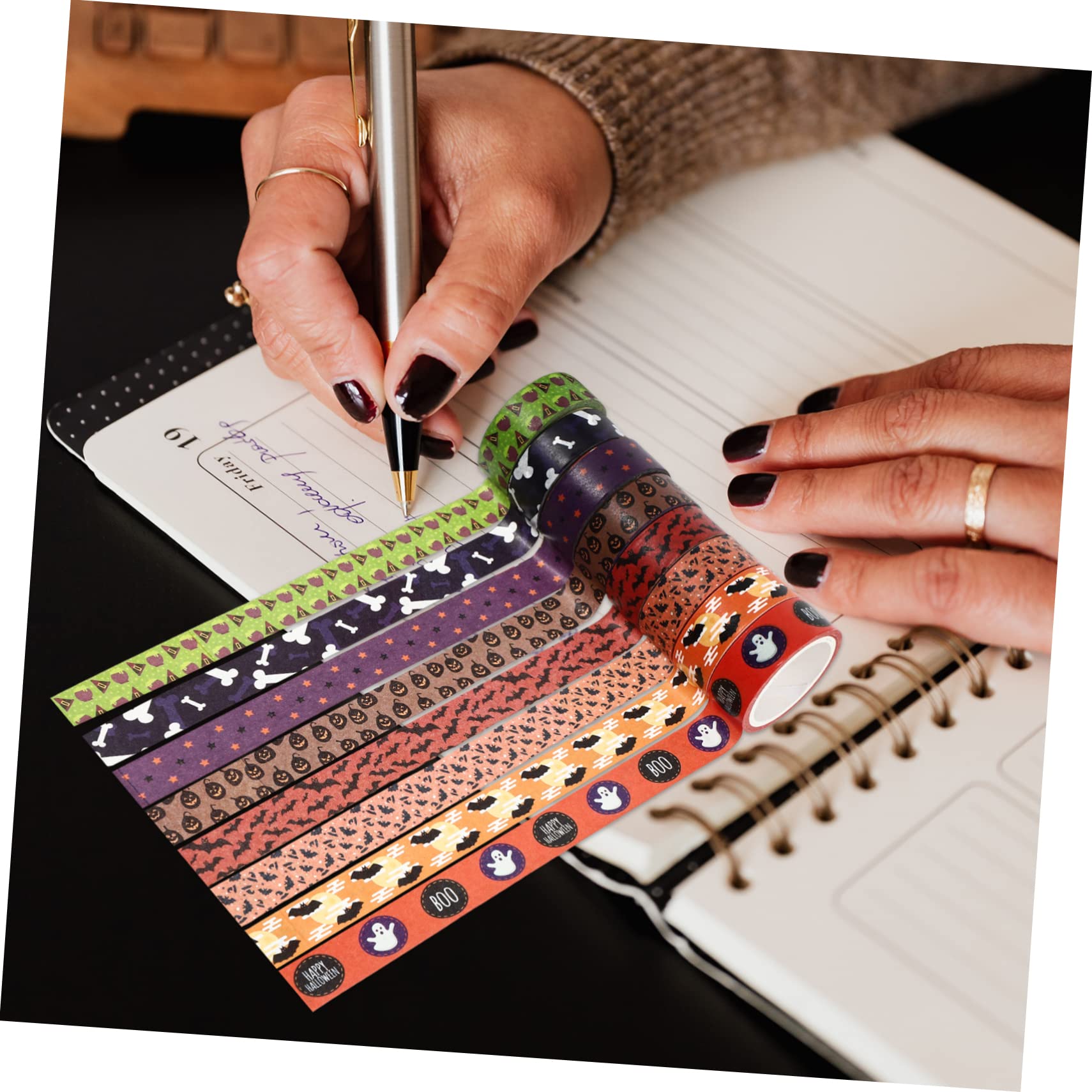NUOBESTY 56 Rollos washi Adhesiva Decorativa Adhesiva para Scrapbooking Manualidades Halloween Manualidades de Halloween Cintas para Envolver de Halloween