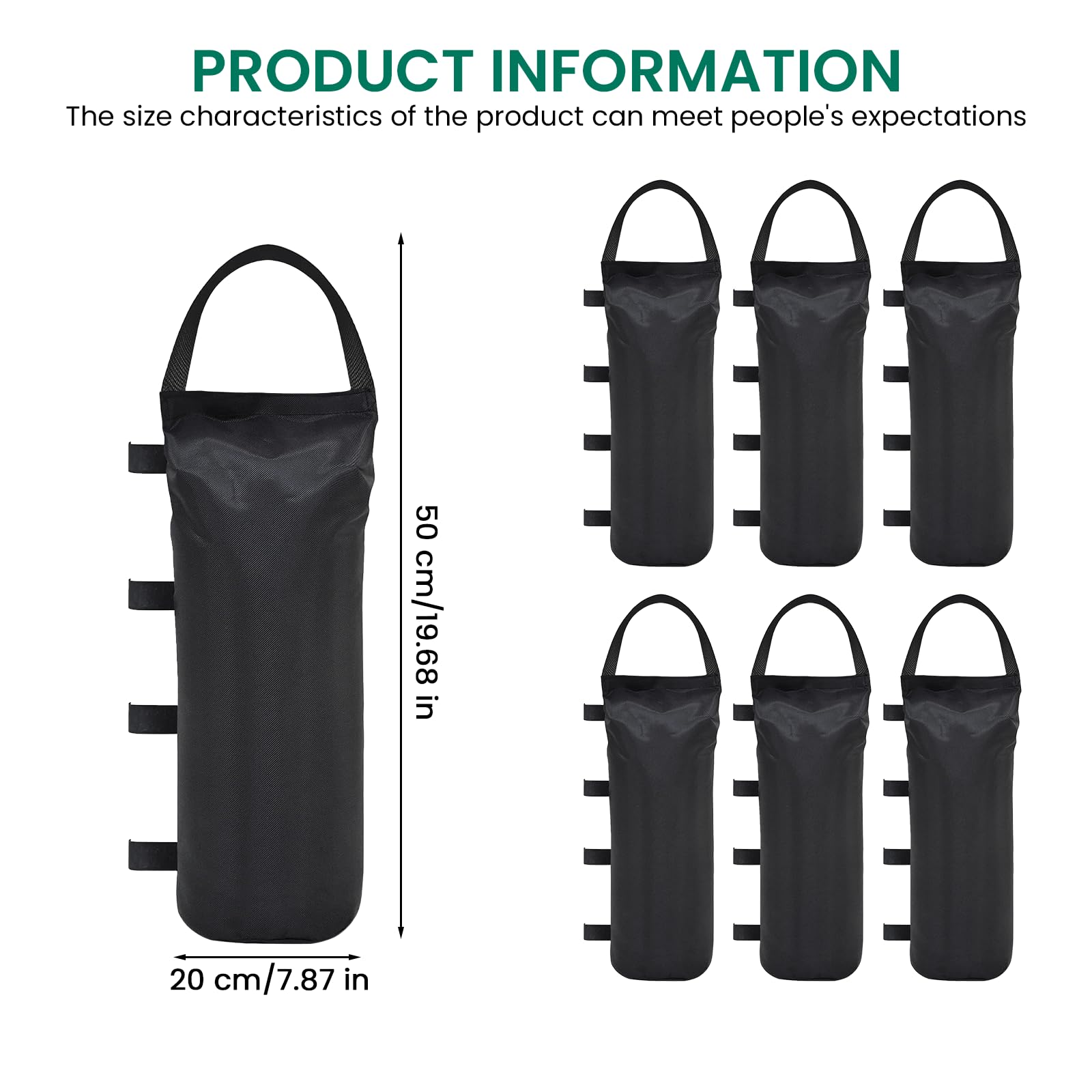 Lot de 6 sacs de sable pour tonnelle 50 x 20 cm, poids de jambes 800D, tissu Oxford de qualité industrielle, poids de sac de sable pour tonnelle, tente de jardin