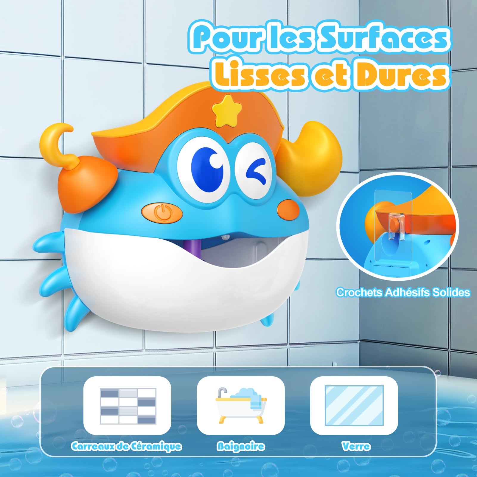 iKidiki Jouet Bain Bébé 1 2 3 4 5 6 Ans, Cadeau Enfant 1-5 Ans Garcon Fille Jouet Crabe Bebe Machine à Bulles Jeux Bain Bebe Jouets Enfant 1-5 Ans Garcon Fille Cadeau Anniversaire Enfants