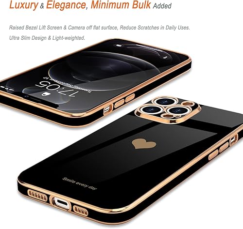 Miniatura 4 de Teageo Funda para iPhone 12 Pro para mujeres y niñas, diseño de corazón de amor, cubierta trasera suave, protección completa de la cámara,