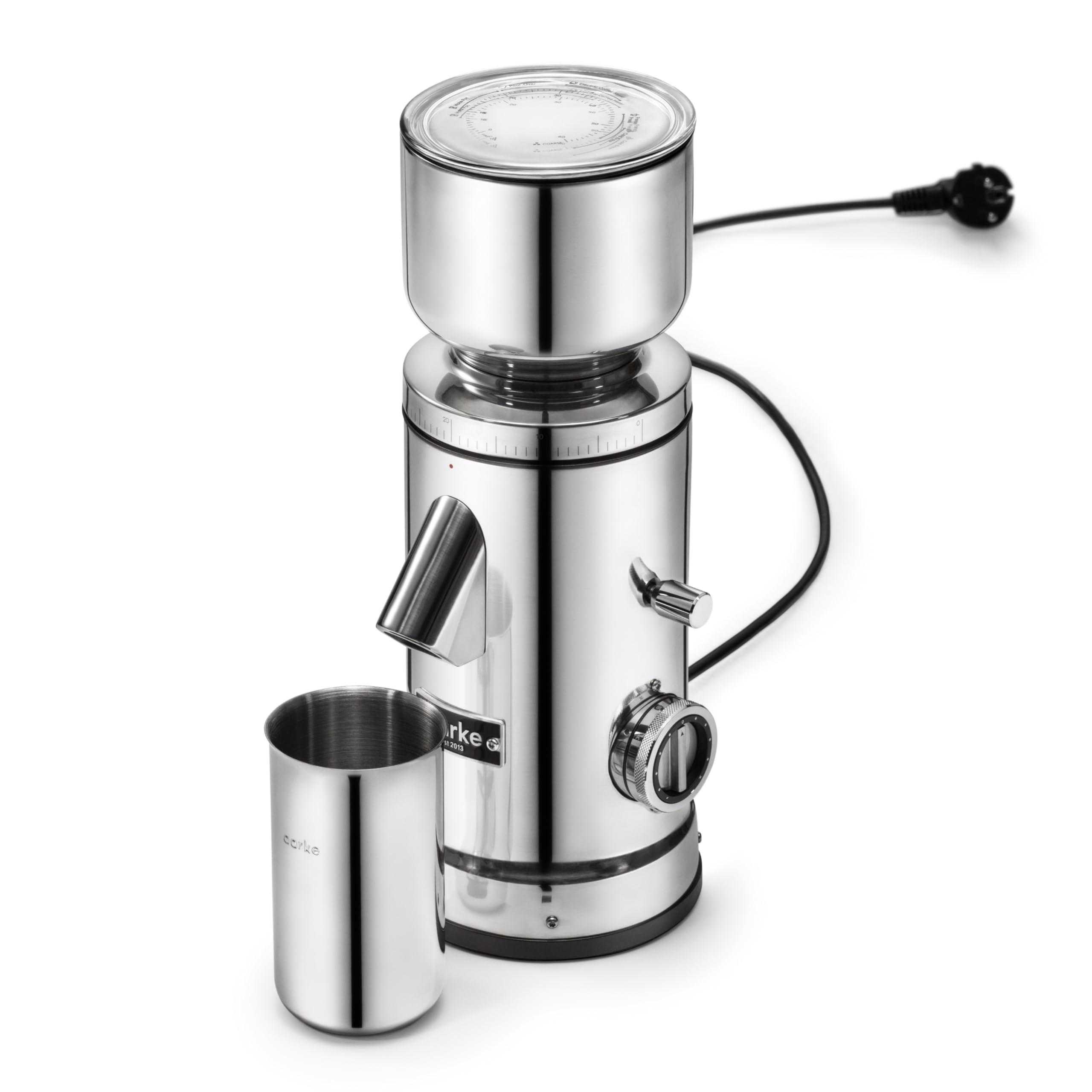 Molinillo de café eléctrico Aarke: molinillo de café de acero inoxidable con nivel de molienda ajustable, discos de molienda de 64 mm, dosificación automática y función de memoria, para espresso.