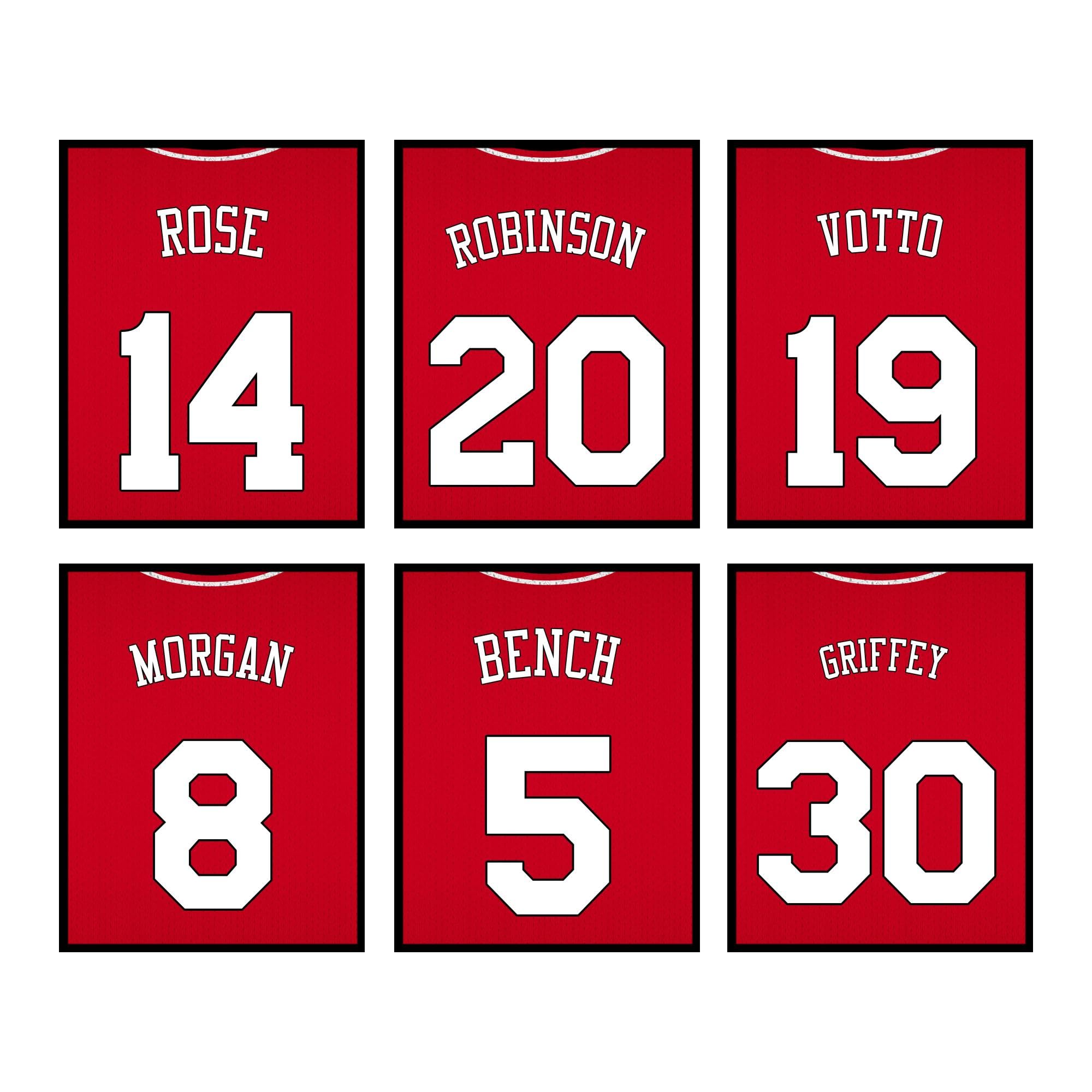 Cincinnati Reds Poster Set- Vintage Jerseys- Wall Art Posters for Wall, 8x10 Semi-Gloss Prints
