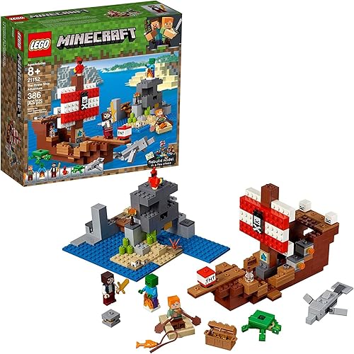 Miniatura 2 de LEGO Minecraft The Pirate Ship Adventure 21152 Kit de construcción (386 piezas)