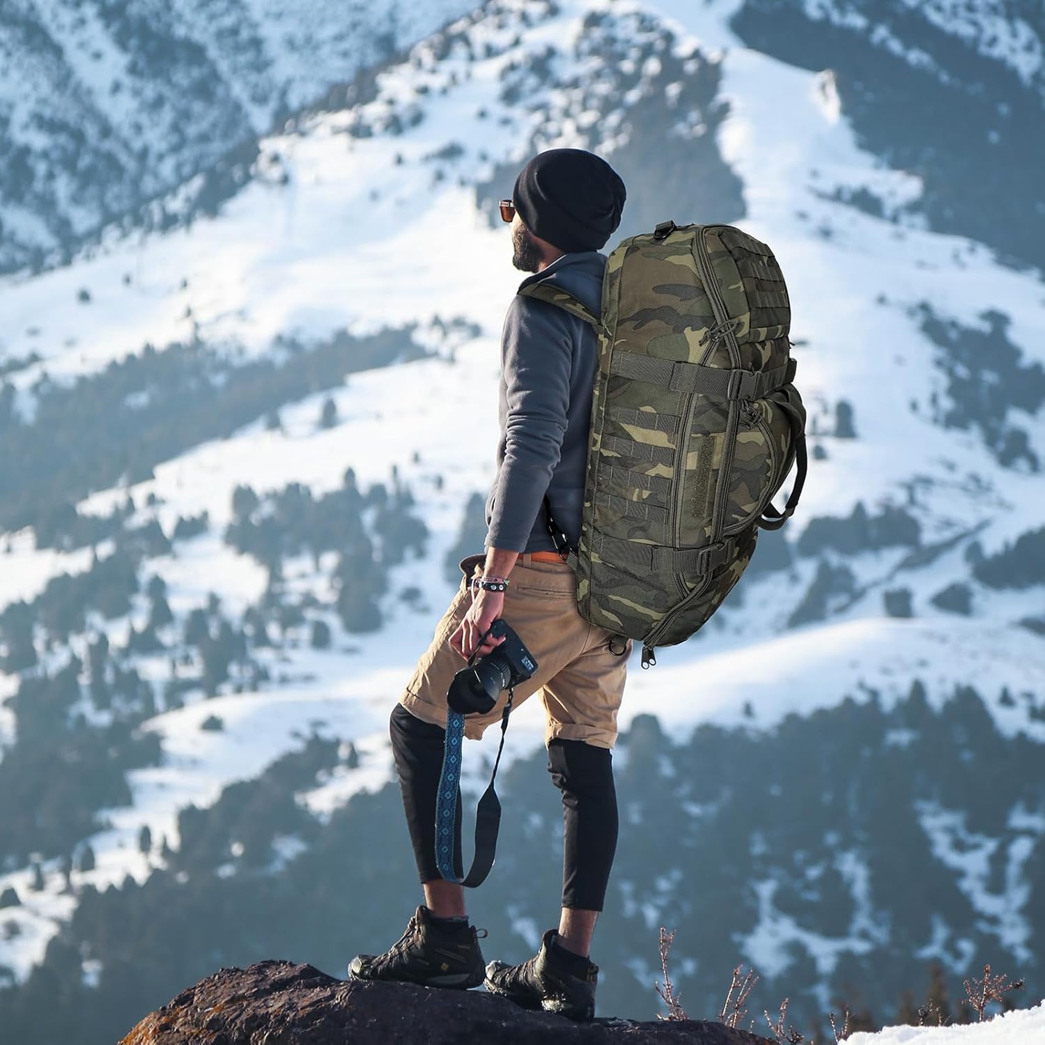 65L Large Duffle Bag, 3-in-1 Tactical Backpack MOLLE Pack for Sports, Gym, Outdoor, Woodland - Image 5