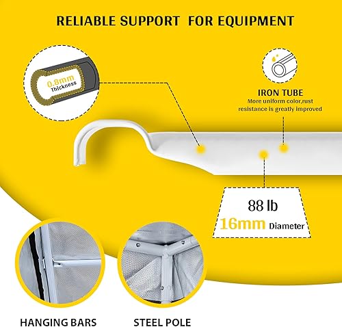 Miniatura 4 de VTH - Tienda de cultivo hidropónico Mylar resistente al agua, 24 x 24 x 48 pulgadas, reflectante, para jardín, habitación oscura con ventana de