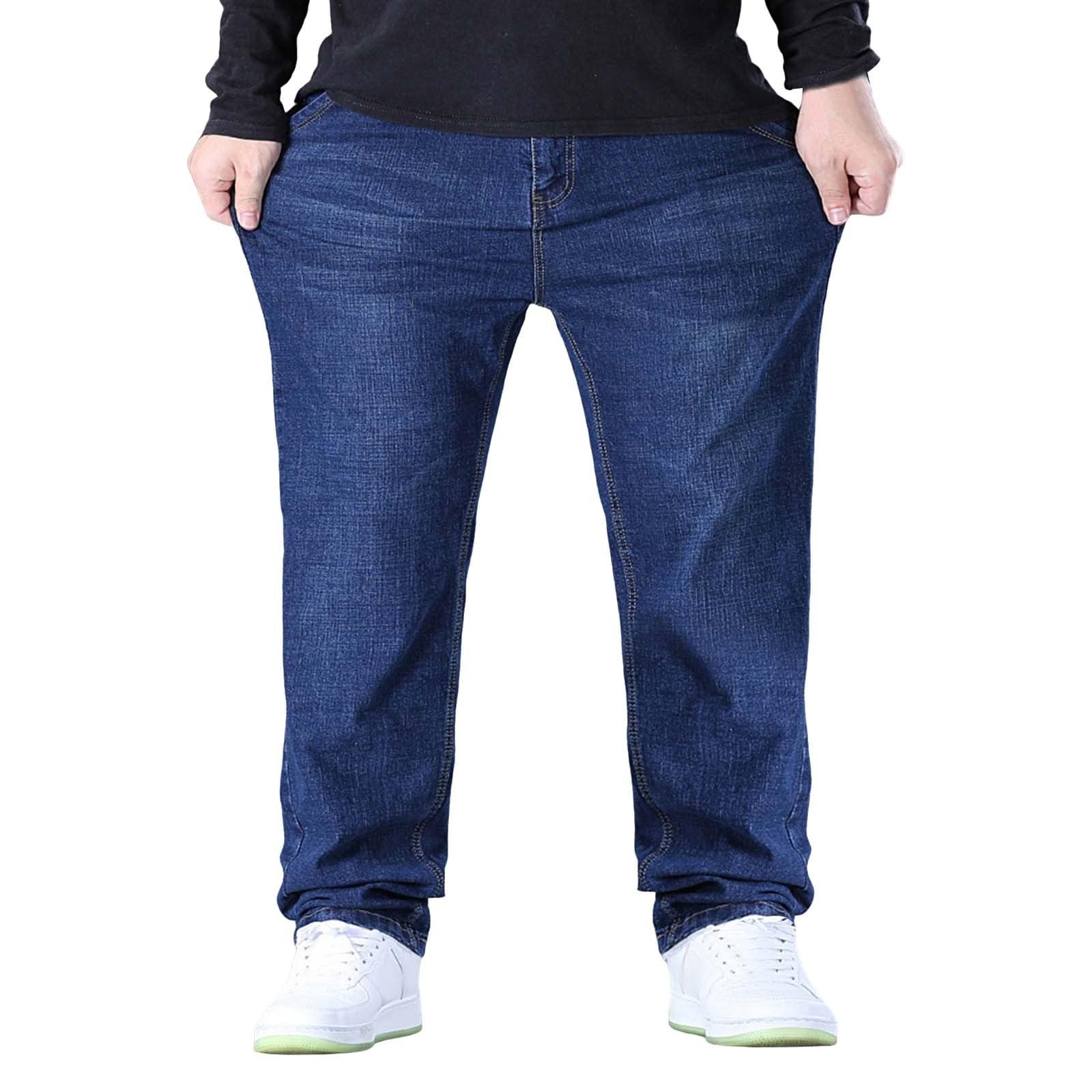 DENGJIAMY męskie dżinsy plus size modne spodnie robocze ze sznurkiem elastyczna talia dżinsy letnie jednokolorowe regularne dopasowanie spodnie sportowe męskie proste nogawki jesienne spodnie