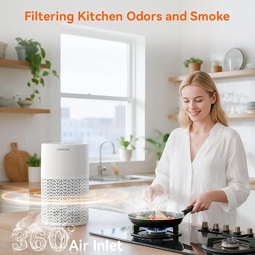 Miniatura 3 de AIRROMI Purificador de aire para mascotas para alergias en el hogar, hasta 660 pies cuadrados, filtro de carbón activado desodorizante HEPA, con
