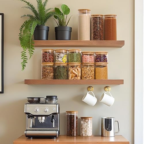 Miniatura 5 de Comsaf - Juego de 3 tarros herméticos para almacenamiento de alimentos a granel, sin BPA, de vidrio de alto borosilicato, con tapa de bambú,