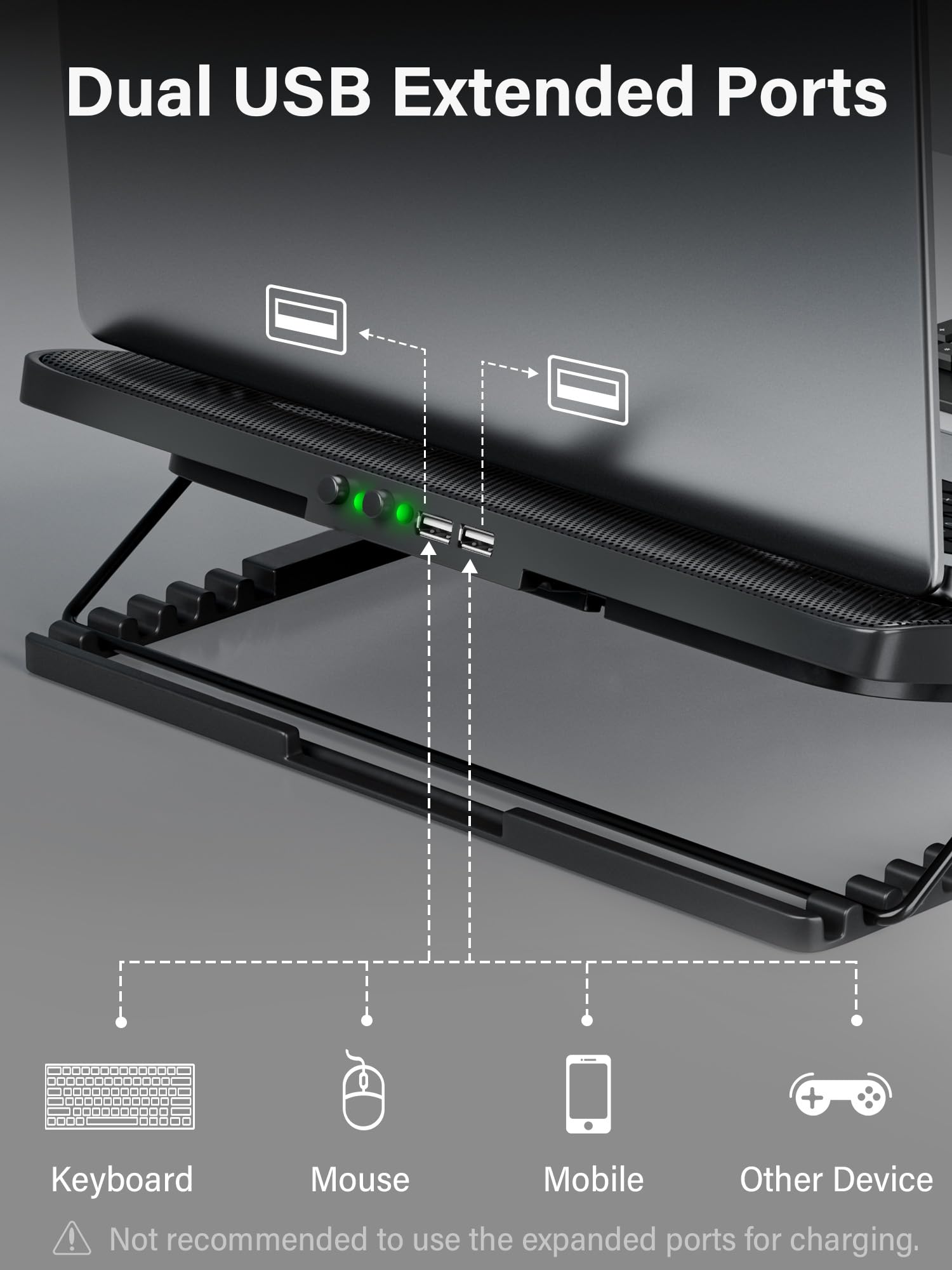 Kootek Almohadilla de refrigeración para laptop, enfriador de laptop con 5 ventiladores silenciosos para computadora de 12 a 17 pulgadas, ventilador de computadora portátil para juegos, soporte de