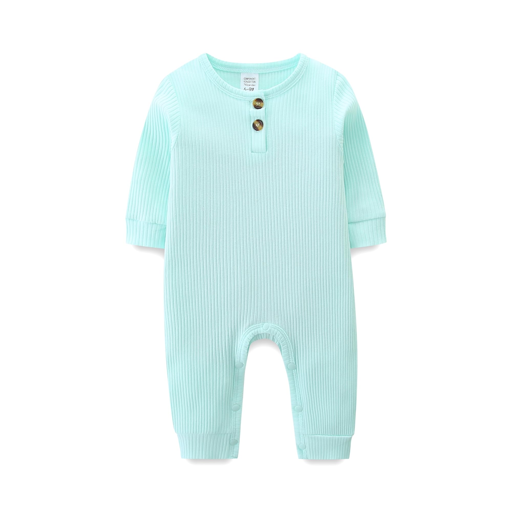 Unisex Newborn Clothes 0-12 Months Long Sleeve Snaps up Solid Ribbed Knit Baby Outfits