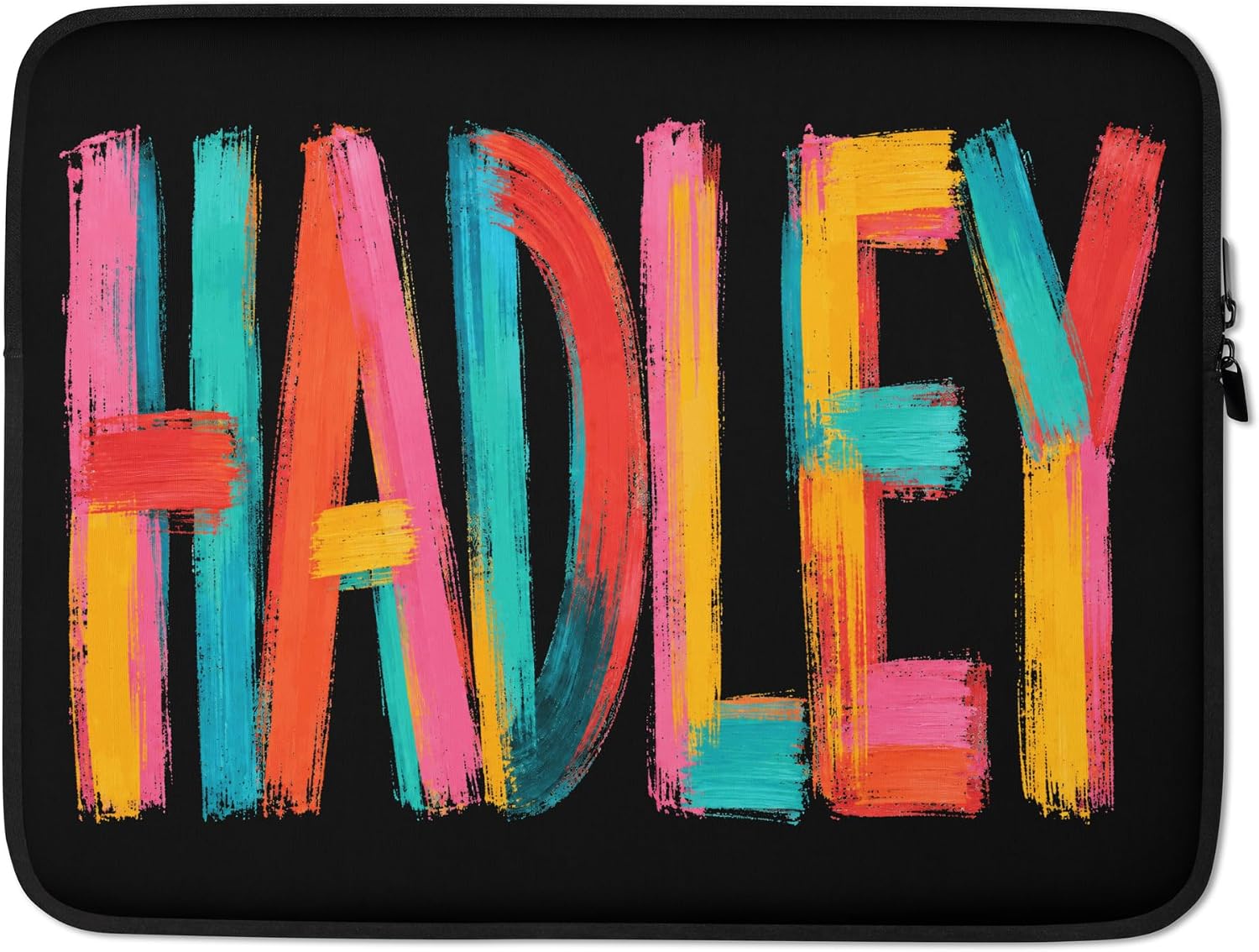 Hadley First Name Colorful Brushstroke Letters Graphic Laptop Sleeve