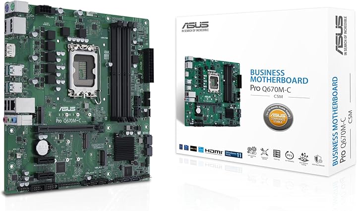 ASUS PRO Q670M-C-CSM Intel Q670 LGA1700 DDR5 4800 2xDP HDMI Çift M2 USB3.2 TPM mATX Intel Vpro Desteği. Asus Control Center Express Hediyeli