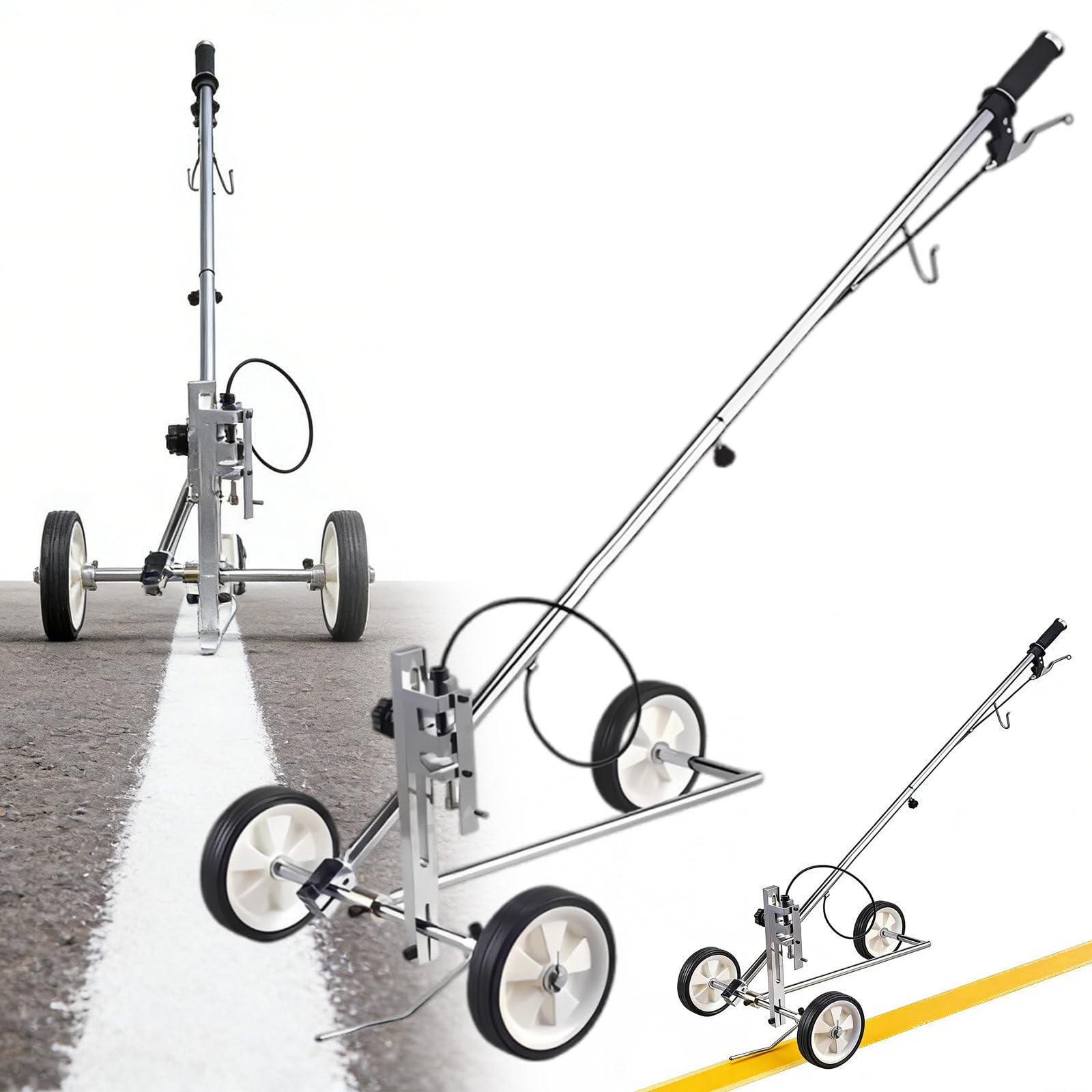 GLETSF Precision Parking Lot Line Striping Machine, Wheeled Airless Paint Sprayer for Fast Accurate Marking on Pavement and Turf,