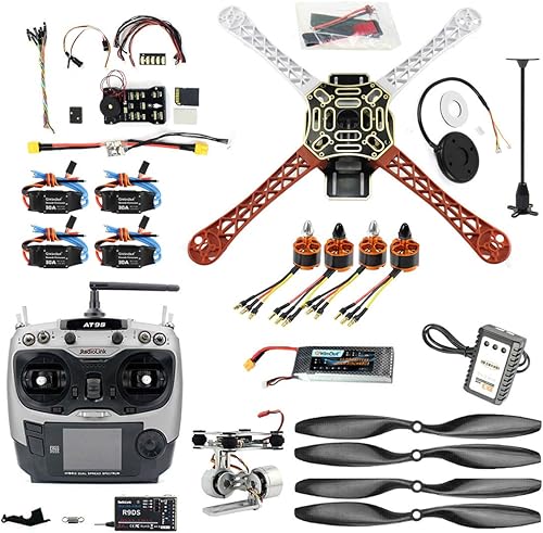 QWinOut DIY FPV Drone Quadcopter 4 ejes Kit de aeronaves F450 450 Frame PXI PX4 Control de vuelo Motor de 920 KV GPS Transmisor AT9 Soporte de