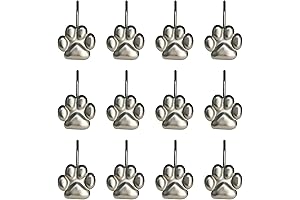 Happy Yorkie Dog Paw Print Rustproof Shower Curtain Rings - 12 Pack