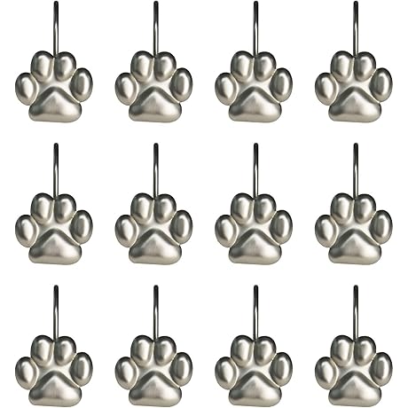 Happy Yorkie Dog Paw Print Rustproof Shower Curtain Rings - 12 Pack