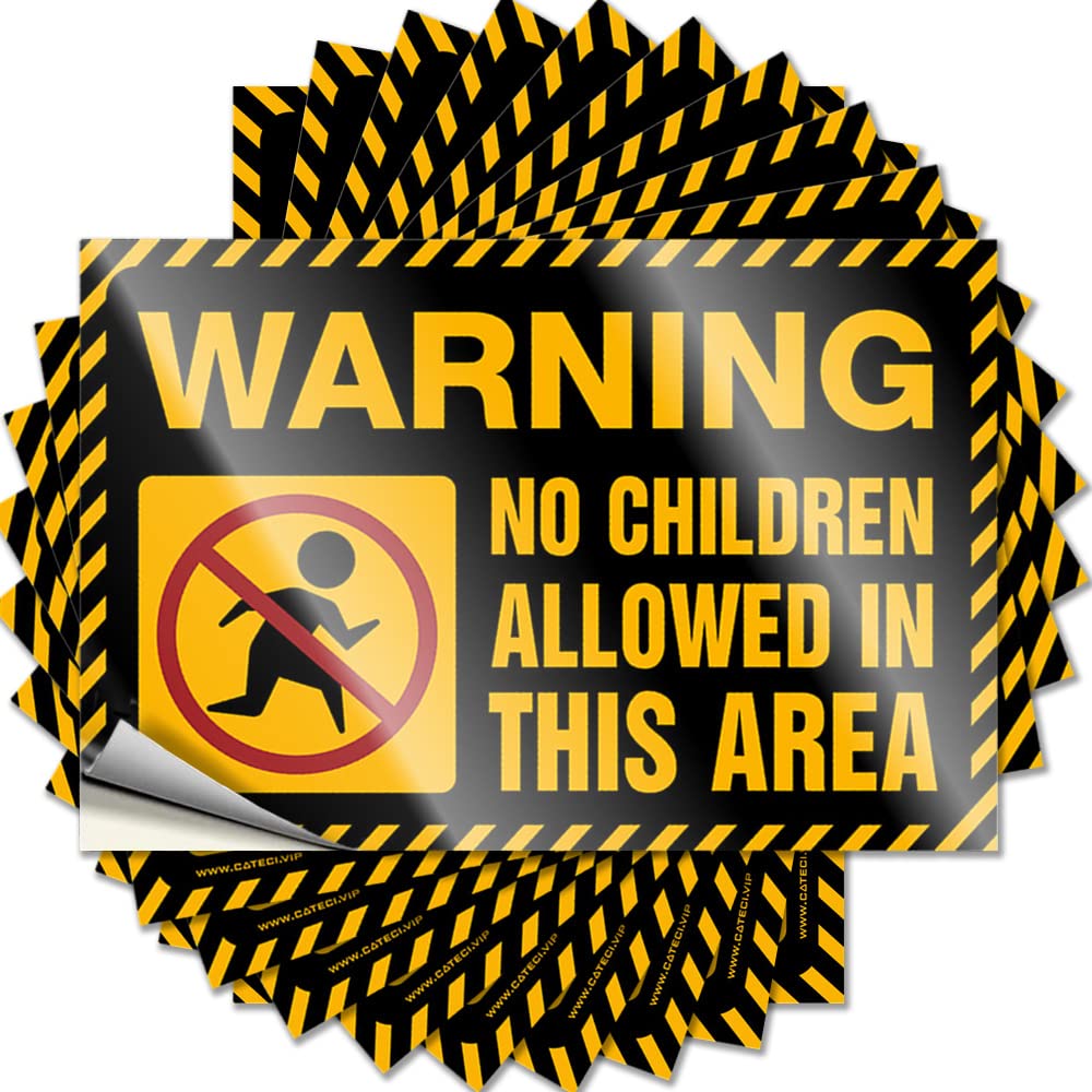 Small Cover Lettering Sticker | Warning No Children Allowed in This Area Encouraging Durable Vinyl Sticker Easy Apply for Teen(12X18CM)
