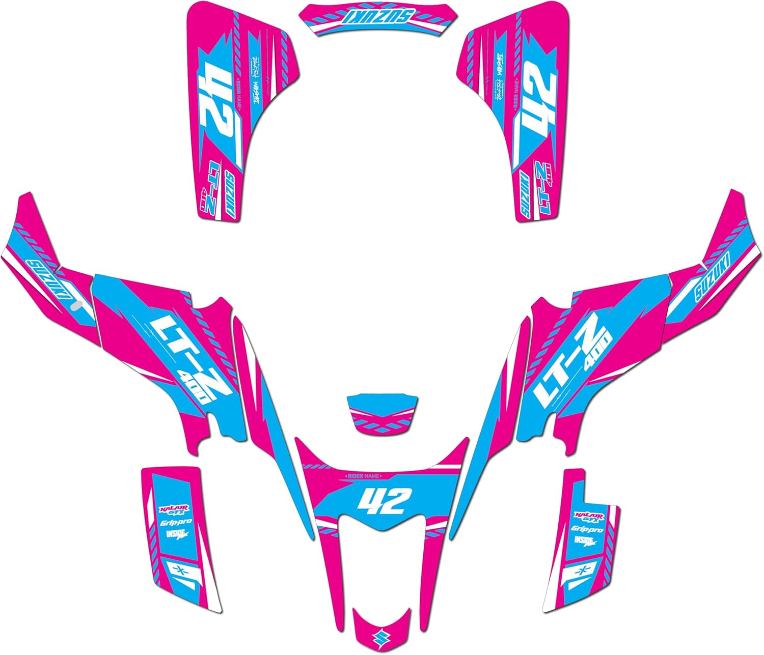 Graphics Kit for Suzuki LTZ 400 (2003-2008) Lethal Series Smoke 21 Mil - ATV UTV Custom Racing Graphics Stickers Decals Kit, no-Plastics