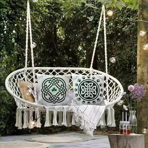 Hysunland Paw Print Irish Celtic Knot Pillow Case Covers 18X18 2 Pack St. Patrick's Day Spring Summer Throw Pillows For Outdoor Patio Porch #TOP6