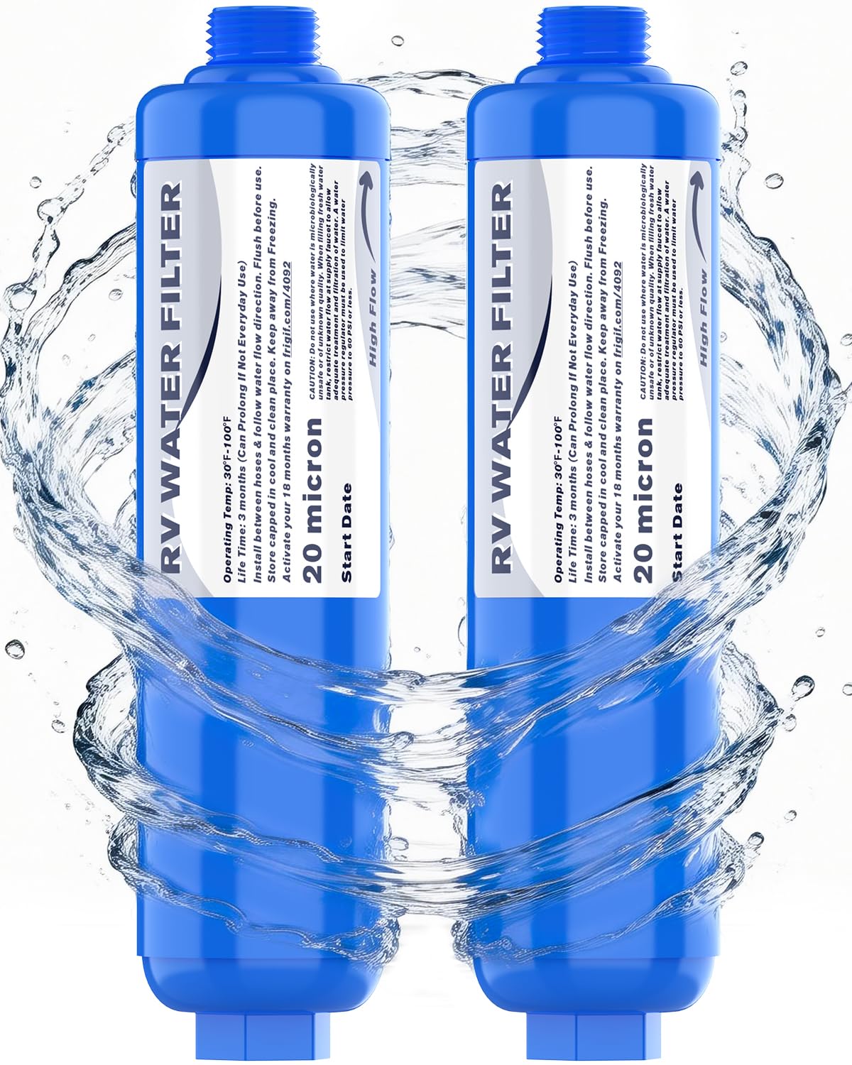PAULINN RV Camper Inline Water Filter, 2 Packs Marine Garden Camping Water Hose KDF Filter Accessories for Boat Trailer Motorhome Gardening Planting Car Washing, Reduces Chlorine, Bad Taste & Odor