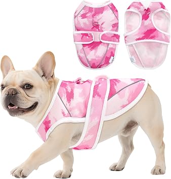 Dog Cooling Vest Lightweight Pet Cooling Shirt 3D Breathable Mesh, Reflective Strips & UV Protection for Walking, Hiking, Park Adjustable Fit Dog Cooler Jacket with D-Ring U-DCV01L