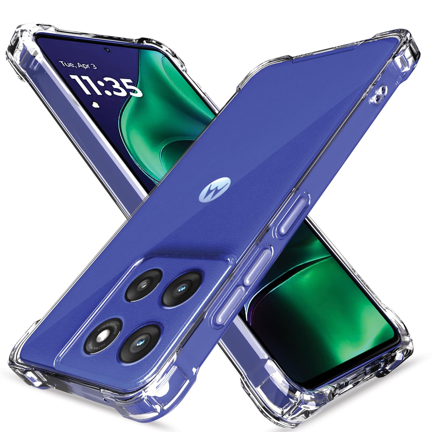 Amazon Basics Back Cover for Moto Edge 60 Stylus 5G PC + TPU Clear Transparent Raised Edges Shockproof Protective Phone Bumper Case(Transparent)